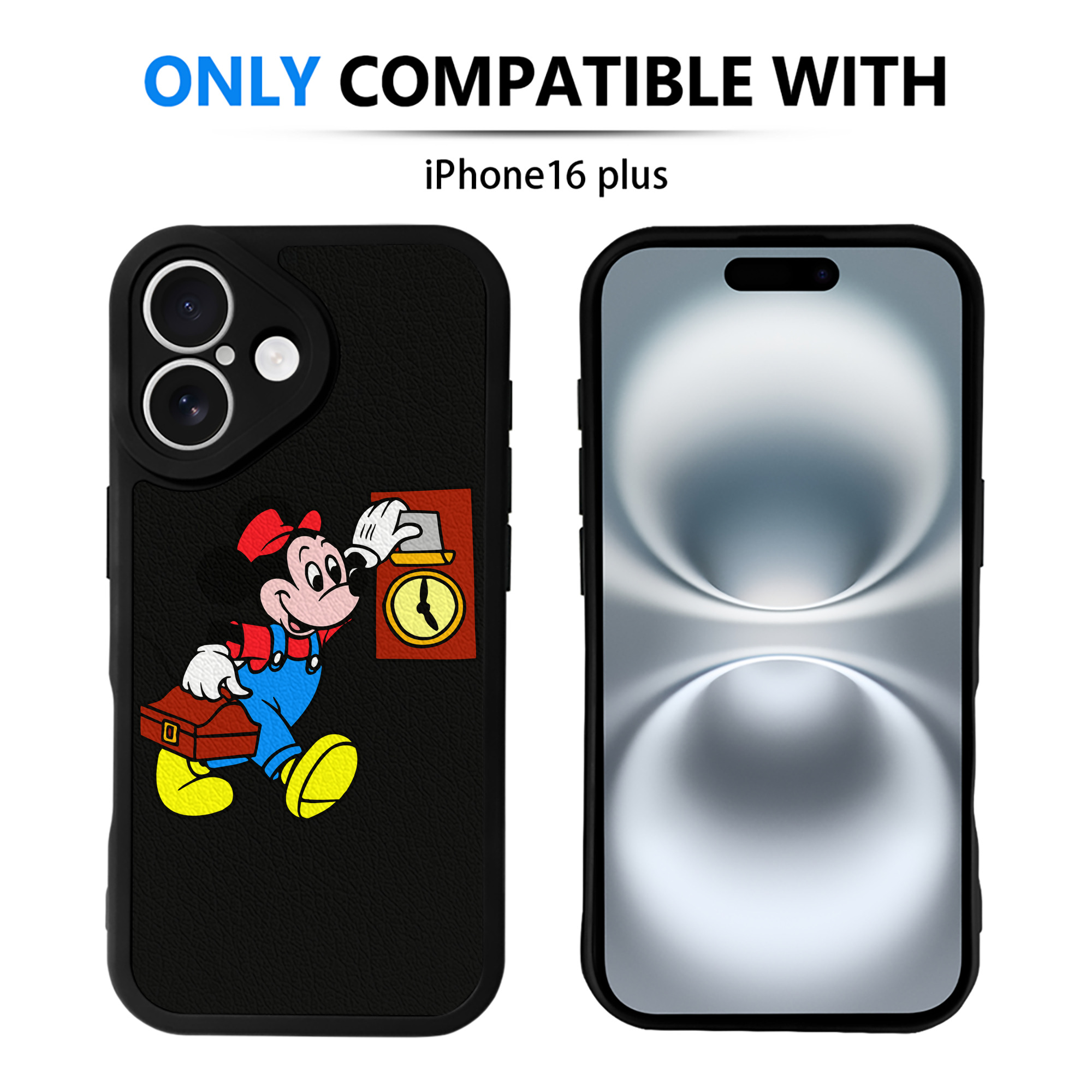 （画像用） ミッキーマウス Mickey Mouse 【iPhone 16シリーズ対応】シリコンスマホケース（レザー調） 材質：シリコン